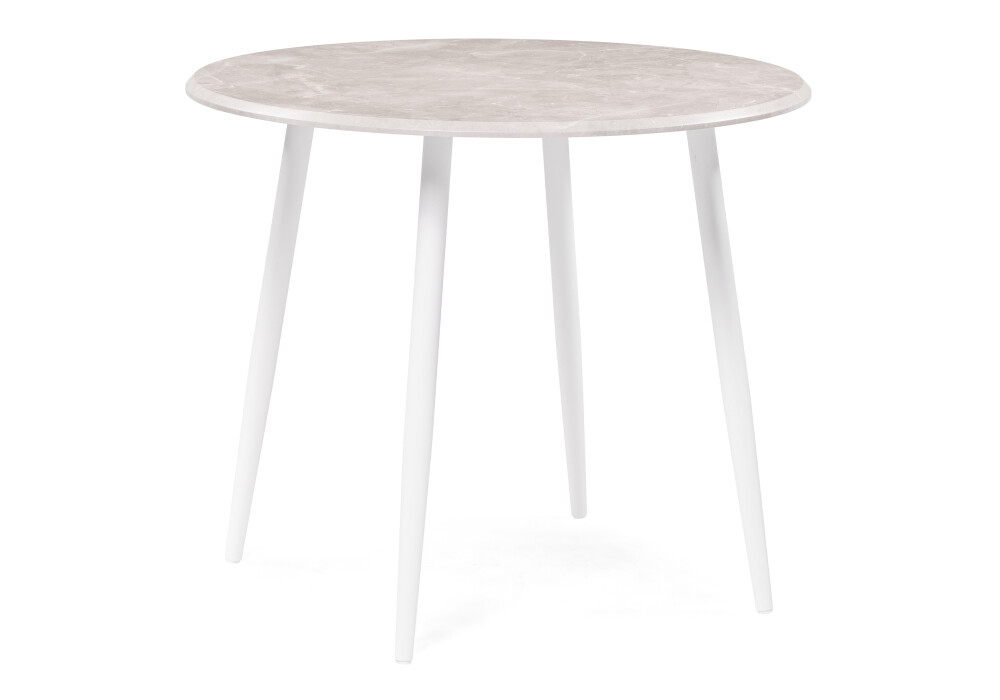 Обеденный стол круглый с деревянной столешницей белый мрамор &quot;Абилин&quot;