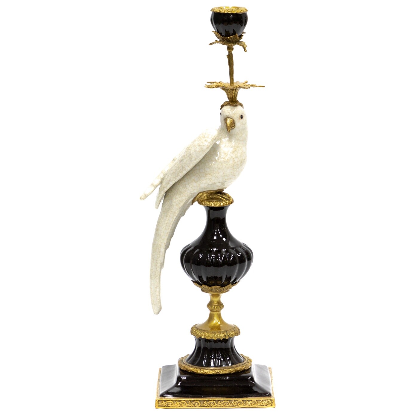 Подсвечник фарфоровый с попугаем на 1 свечу черный, белый 31G0273-E567AC-U1-WHITE