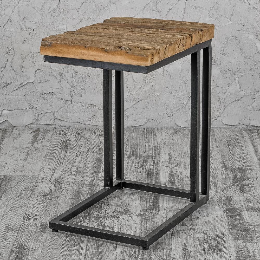 Деревянный кофейный столик на металлических ножках коричневый Decor of Today