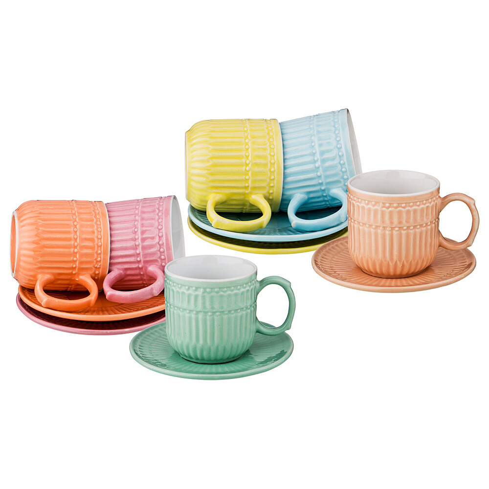 Чашки чайные с блюдцами на 6 персон разноцветные &quot;Эдельвейс&quot;