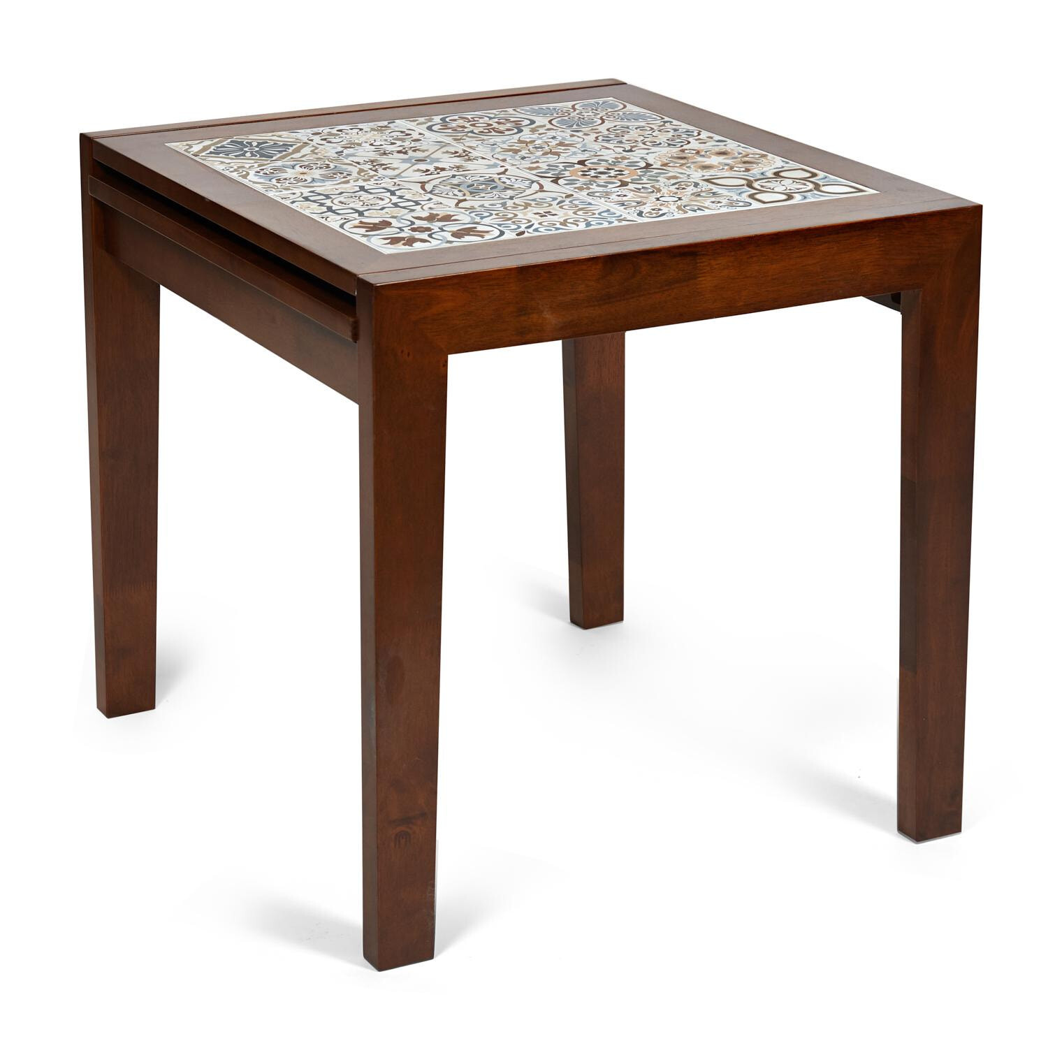 Обеденный стол деревянный раздвижной с плиткой коричневый Kasablanca