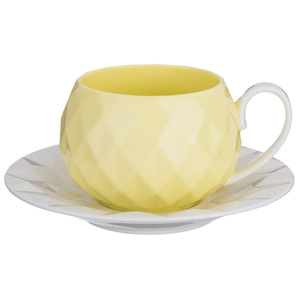 Чайная чашка с блюдцем желтые 200 мл
