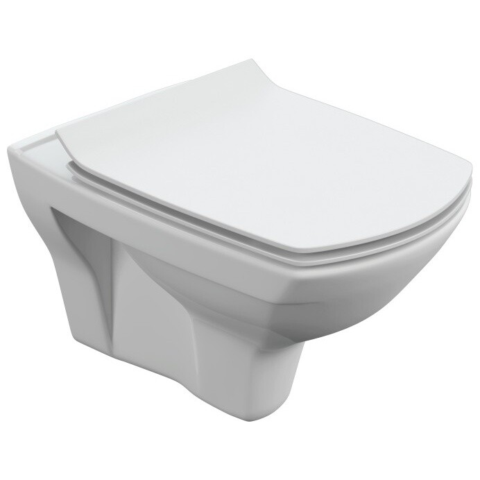 Унитаз подвесной безободковый с сидением белый Cersanit Carina XL Clean On DPL EO slim