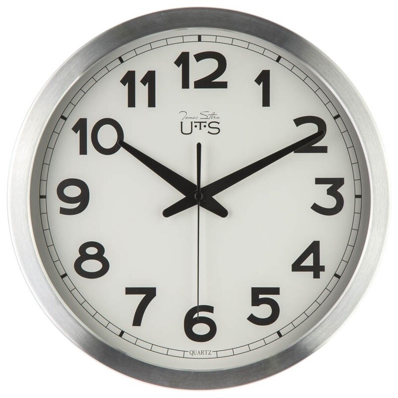 Часы настенные кварцевые металлические круглые 35 см серебро 9059