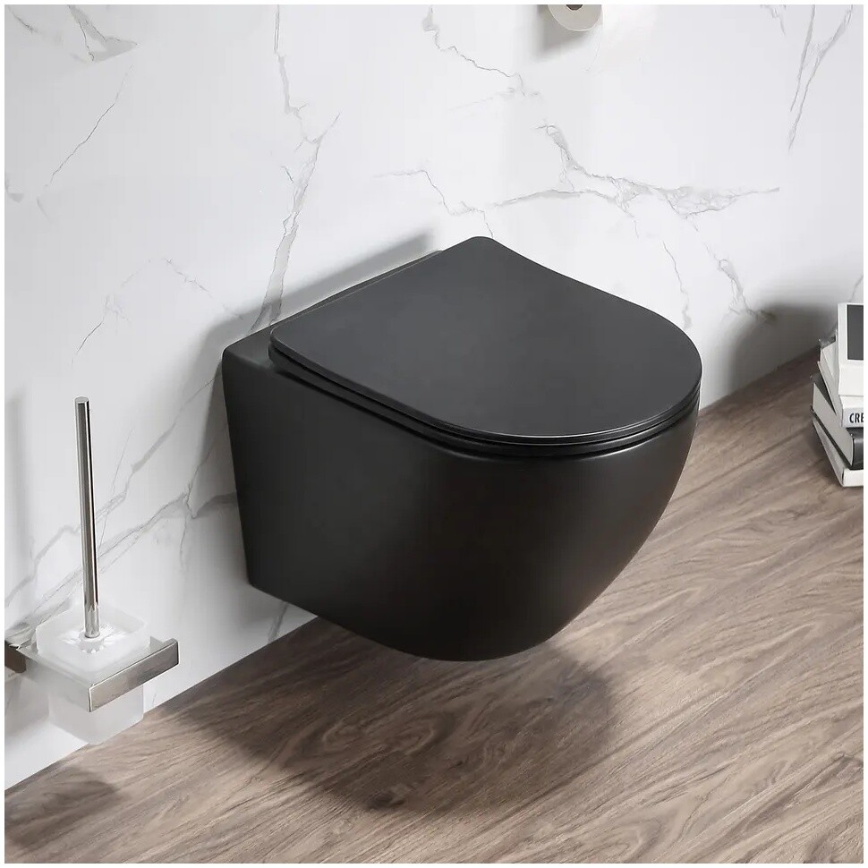 Унитаз подвесной безободковый черный матовый Cerutti SPA Ticino Aria MB CT8918 - изображение 14