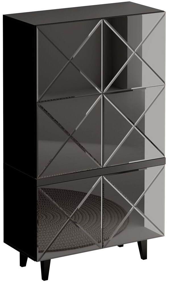 Шкаф распашной зеркальный с декором черный Kristal