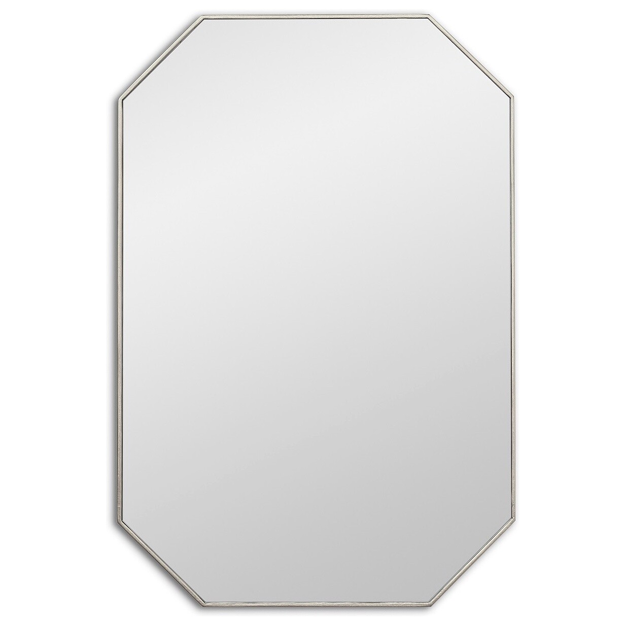 Зеркало настенное восьмиугольное в тонкой раме серебро Stilig M Silver Smal
