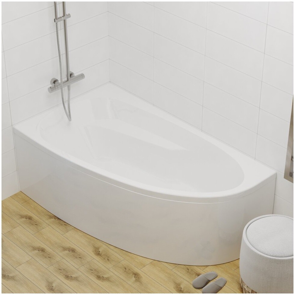 Ванна акриловая 170х95 см обрезанная правая белая 1ACReal "Мадрид" Щ0000045646 - изображение 4