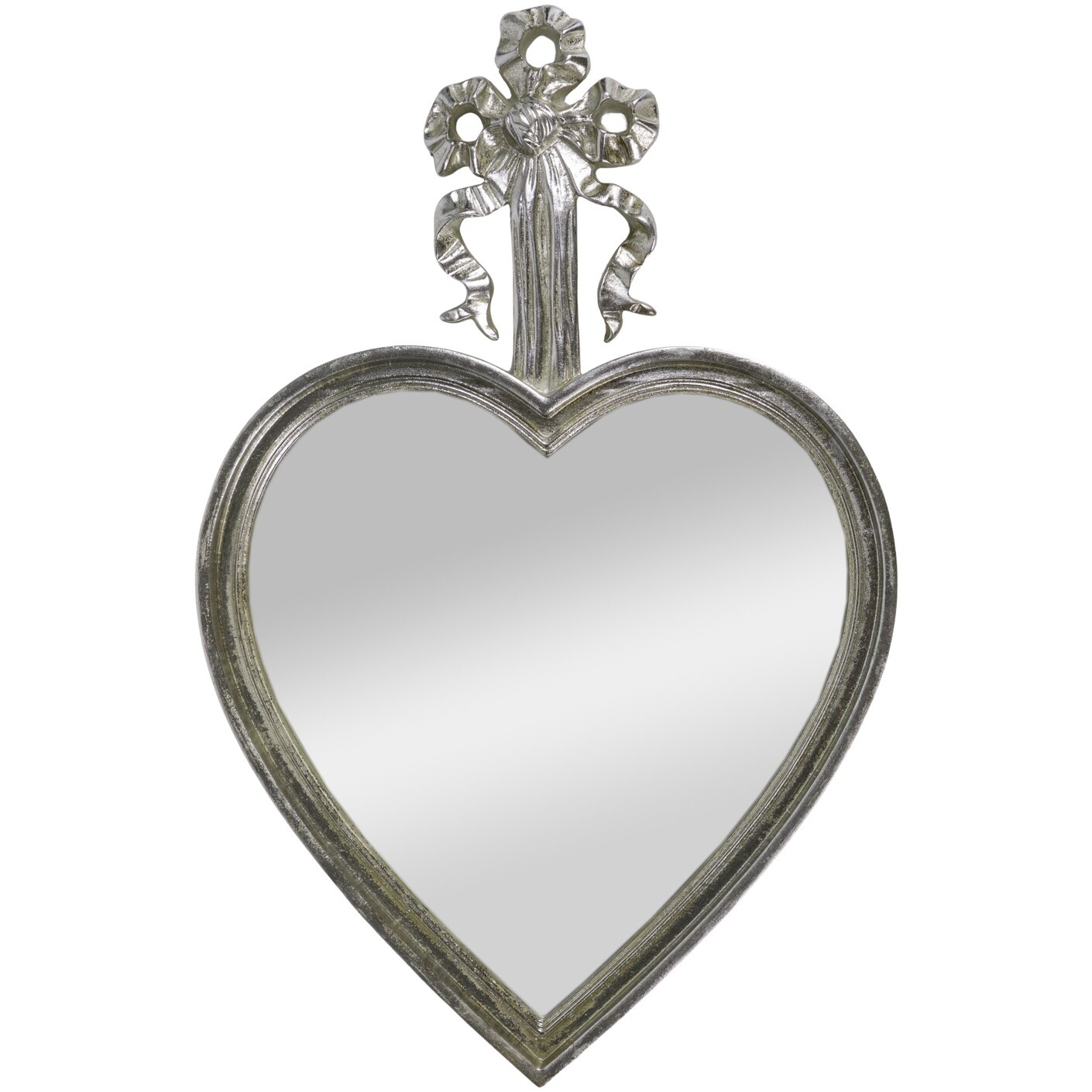 Зеркало настенное в форме сердца серебро 29x45см Glasar