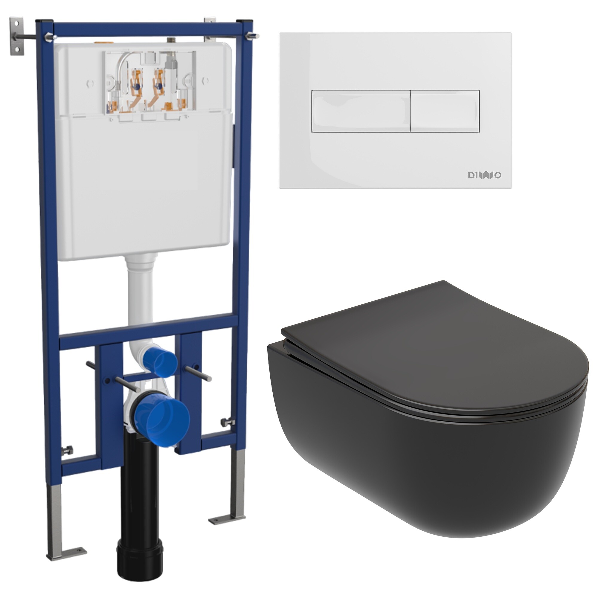 Унитаз Ceramicanova Modena Rimless CN6063MB с инсталляцией Diwo 4501, с кнопкой белой 7320