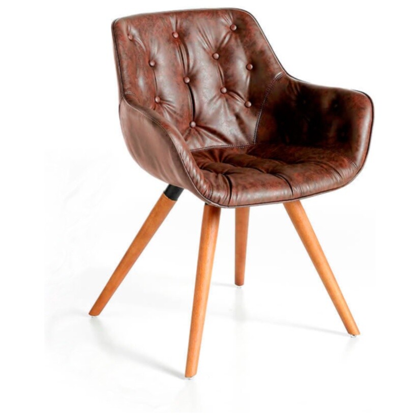 Кресло кожаное с деревянными ножками коричневое от Angel Cerda