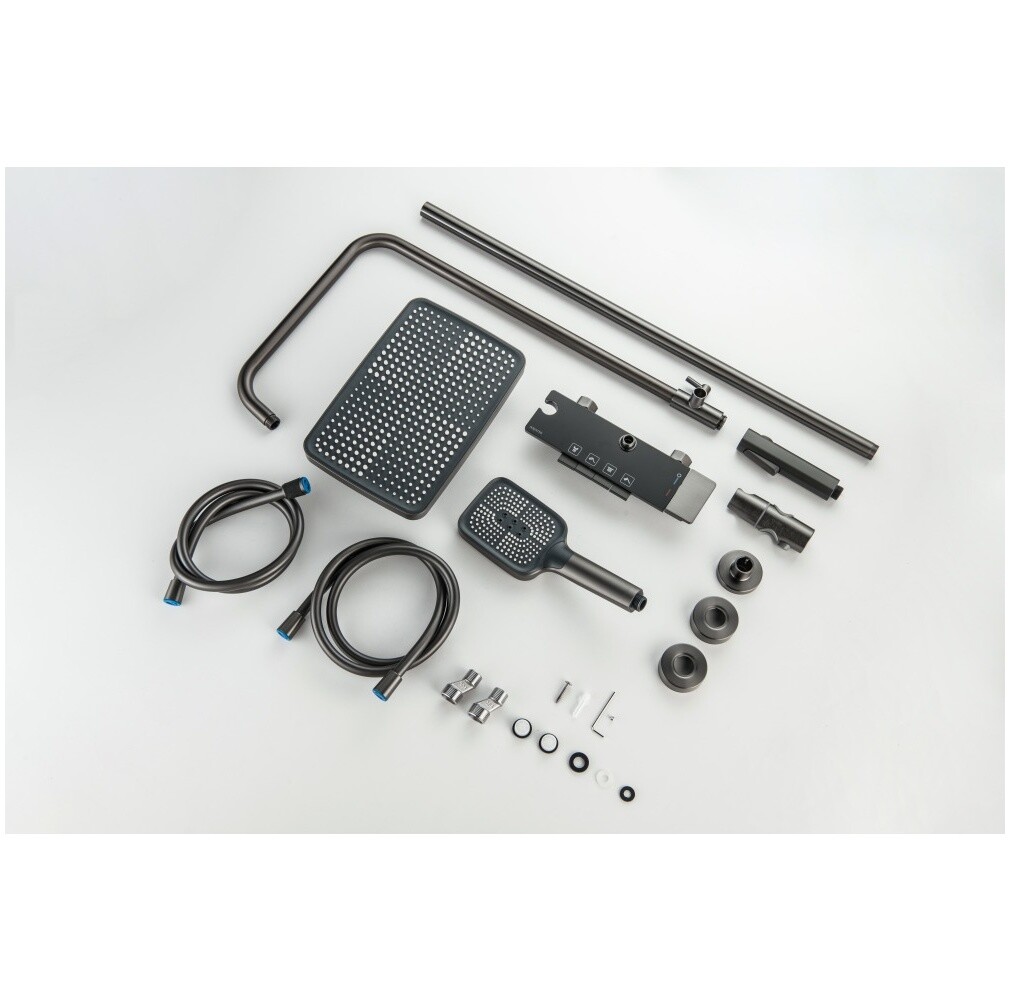 Душевая стойка с верхним душем черный хром Aquatek "Поларис" AQ3040BGM - изображение 10