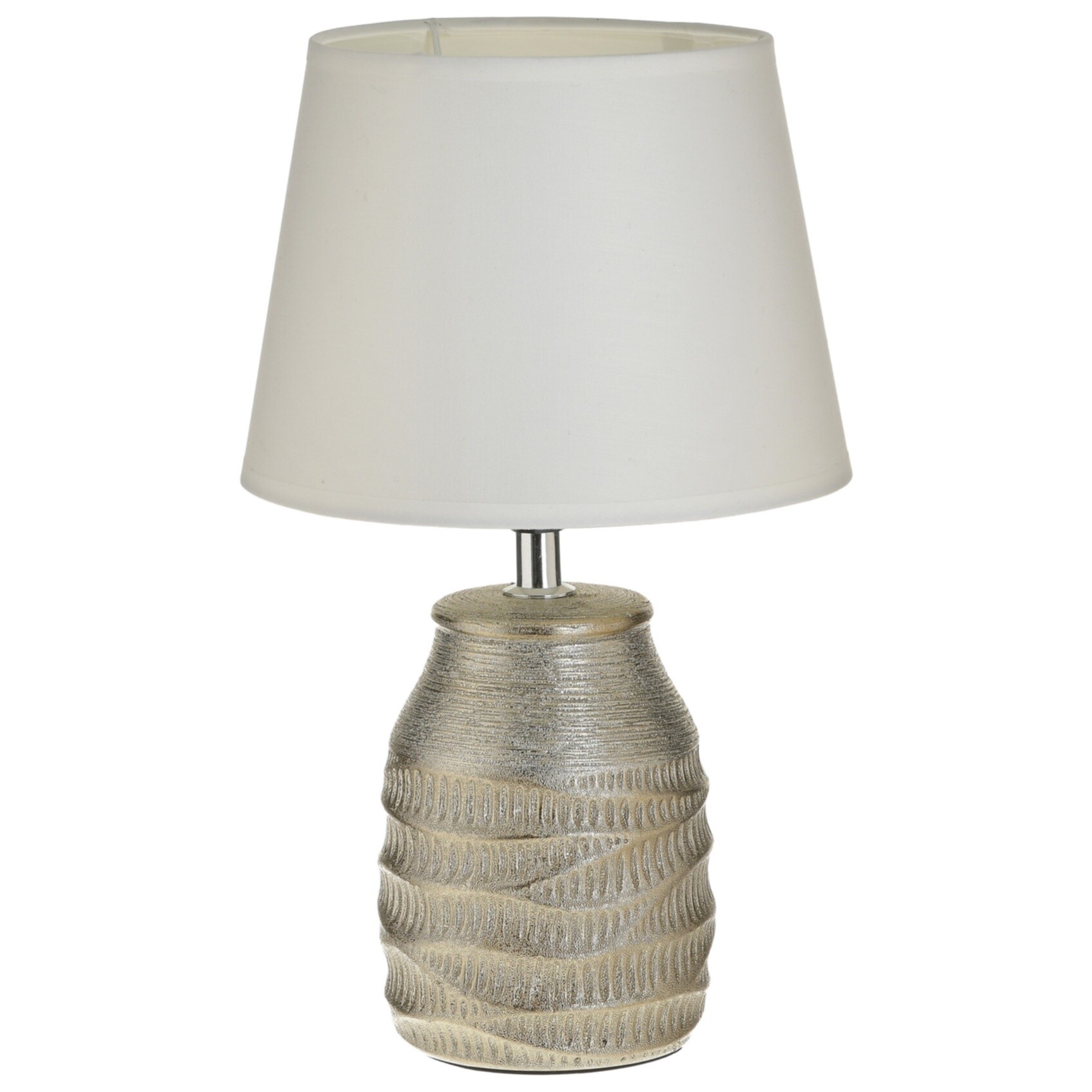 Лампа настольная керамическая с абажуром D20х44 см белая, золото