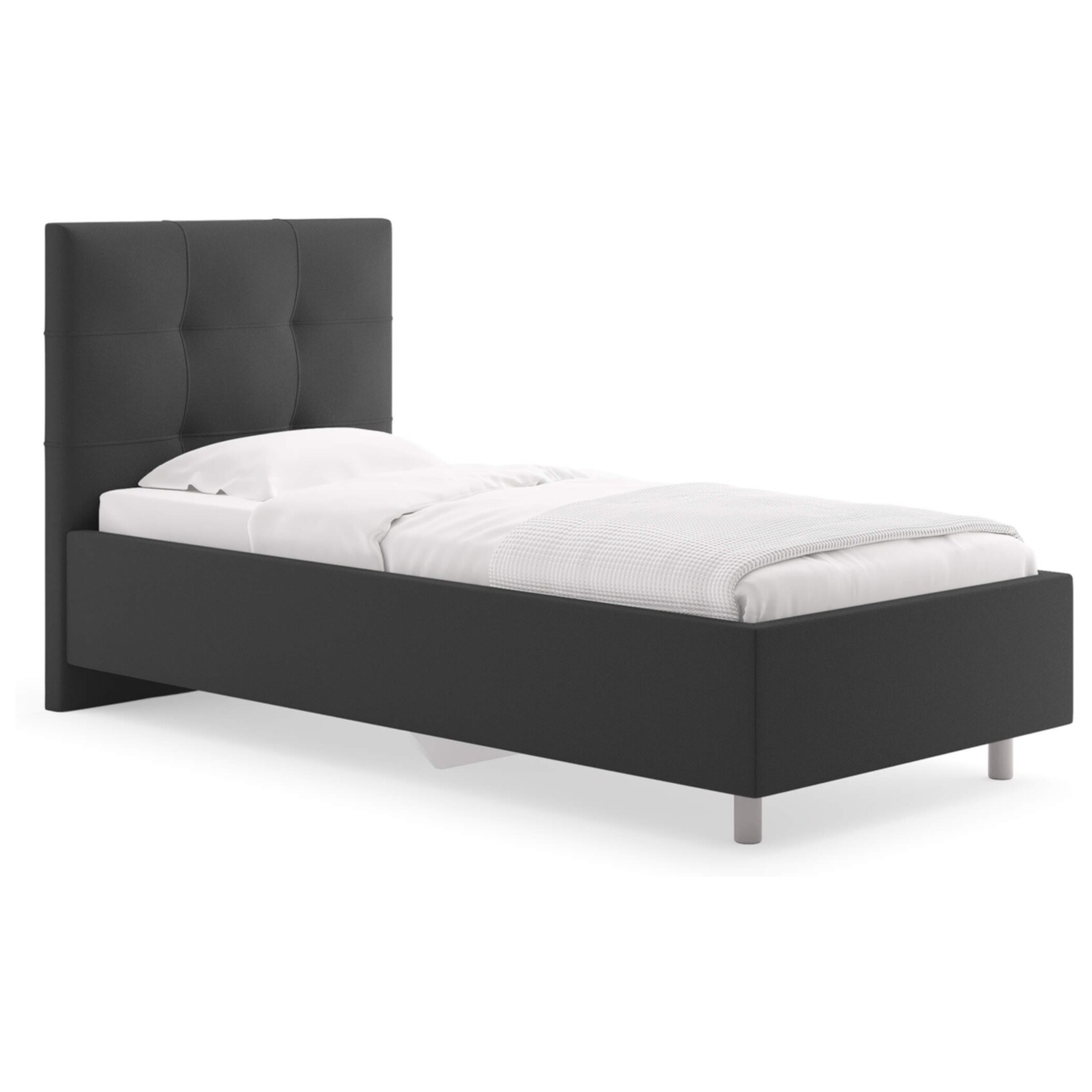 Кровать односпальная с мягким изголовьем 80х200 см экокожа графит Caprice
