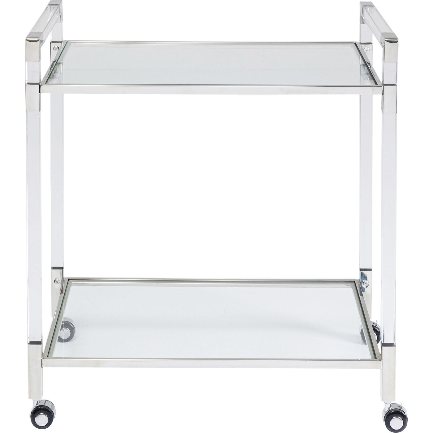 Столик-тележка со стеклянной столешницей серебро Zen 85674