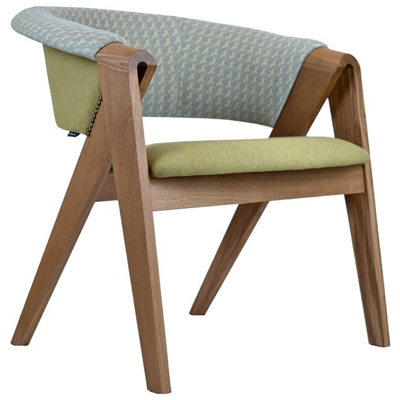 Кресло деревянное с мягким сиденьем зеленое, натуральное Lars