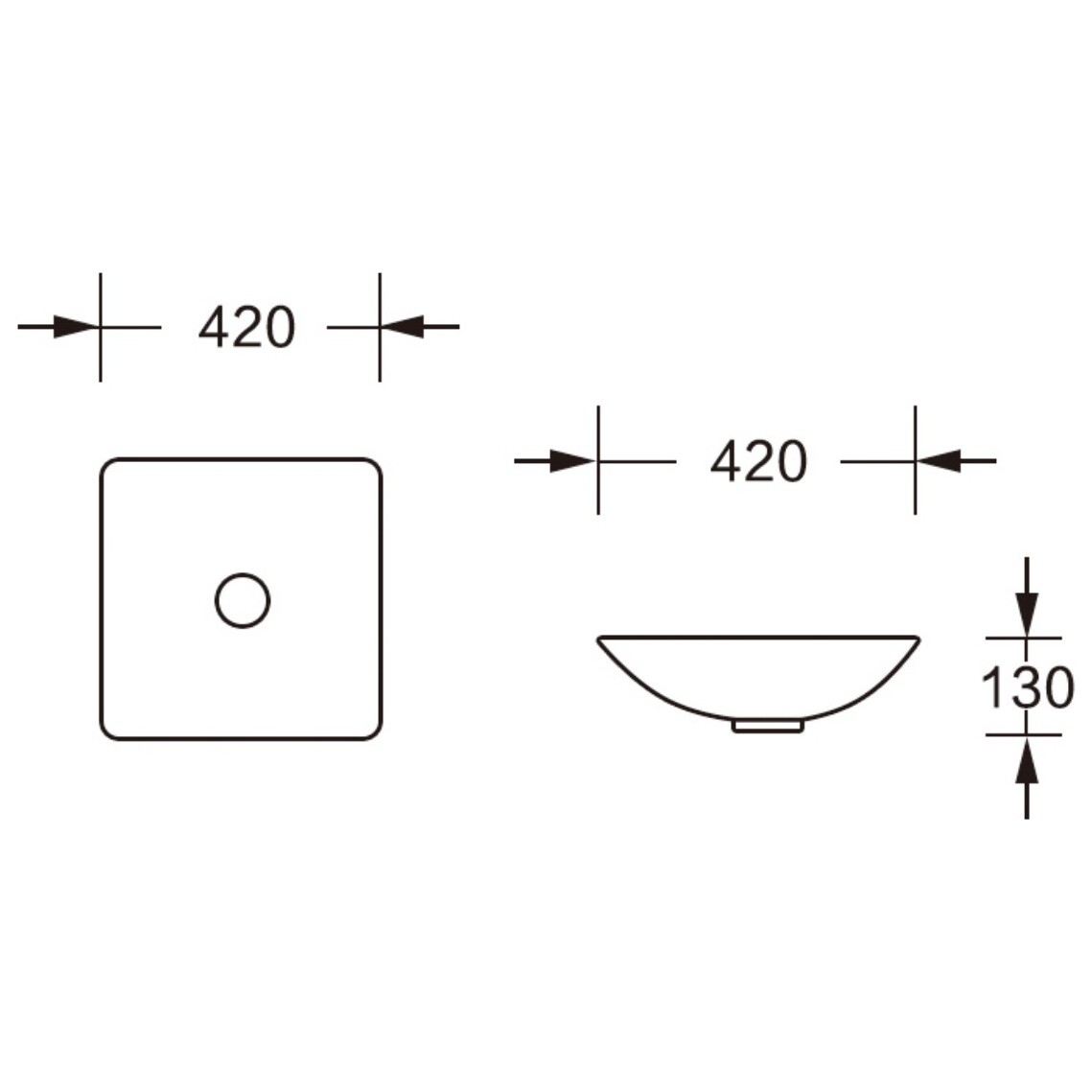 Раковина фарфоровая квадратная 42 см белая Cerutti SPA CR7034D - изображение 4
