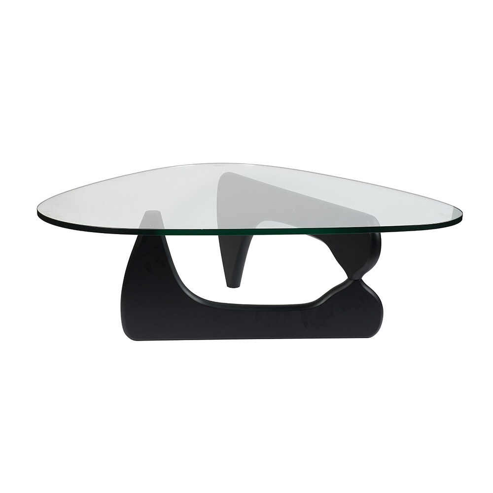 Журнальный столик стеклянный с черным основанием Isamu Noguchi Style Coffee Table