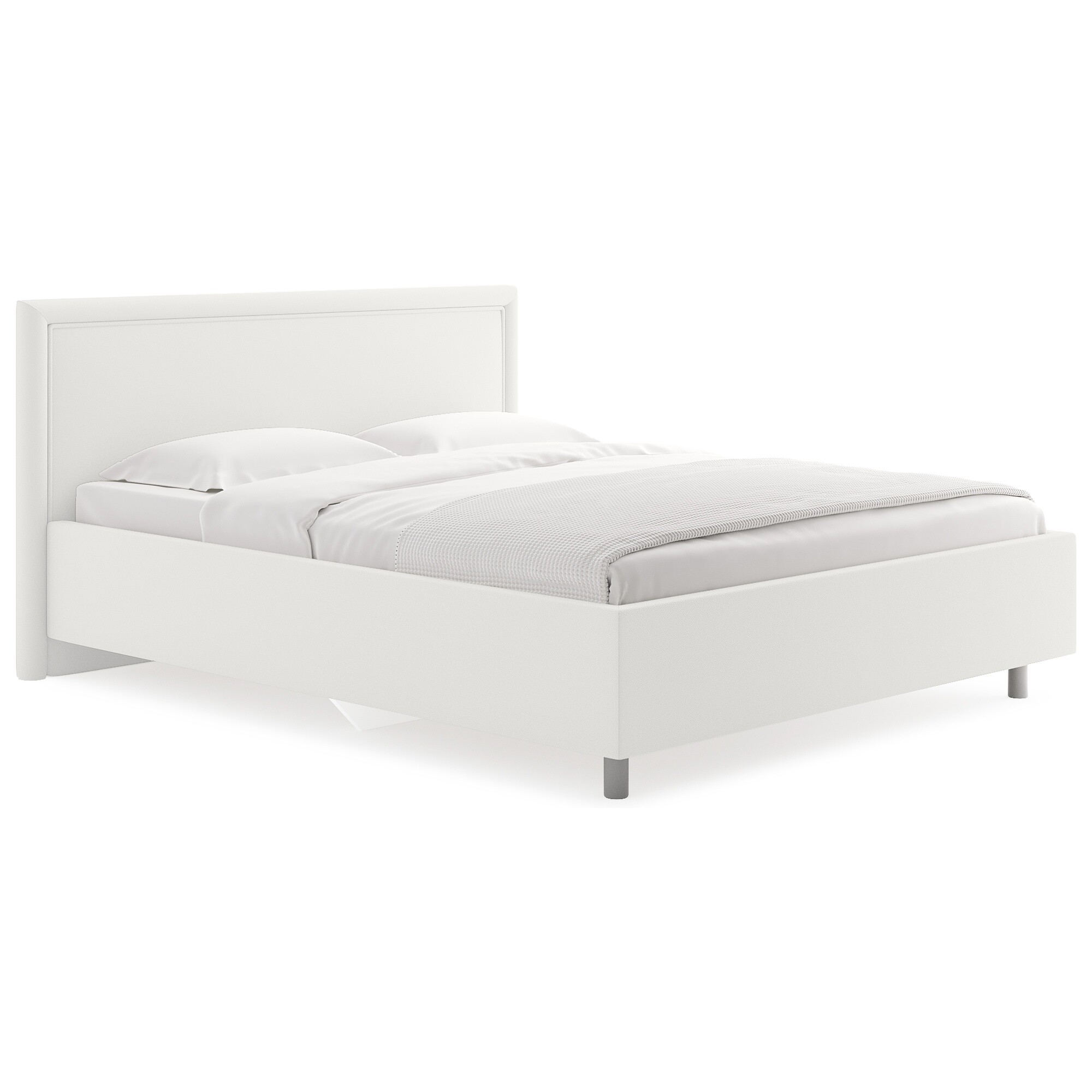 Кровать односпальная 80х200 см экокожа белая Bergamo