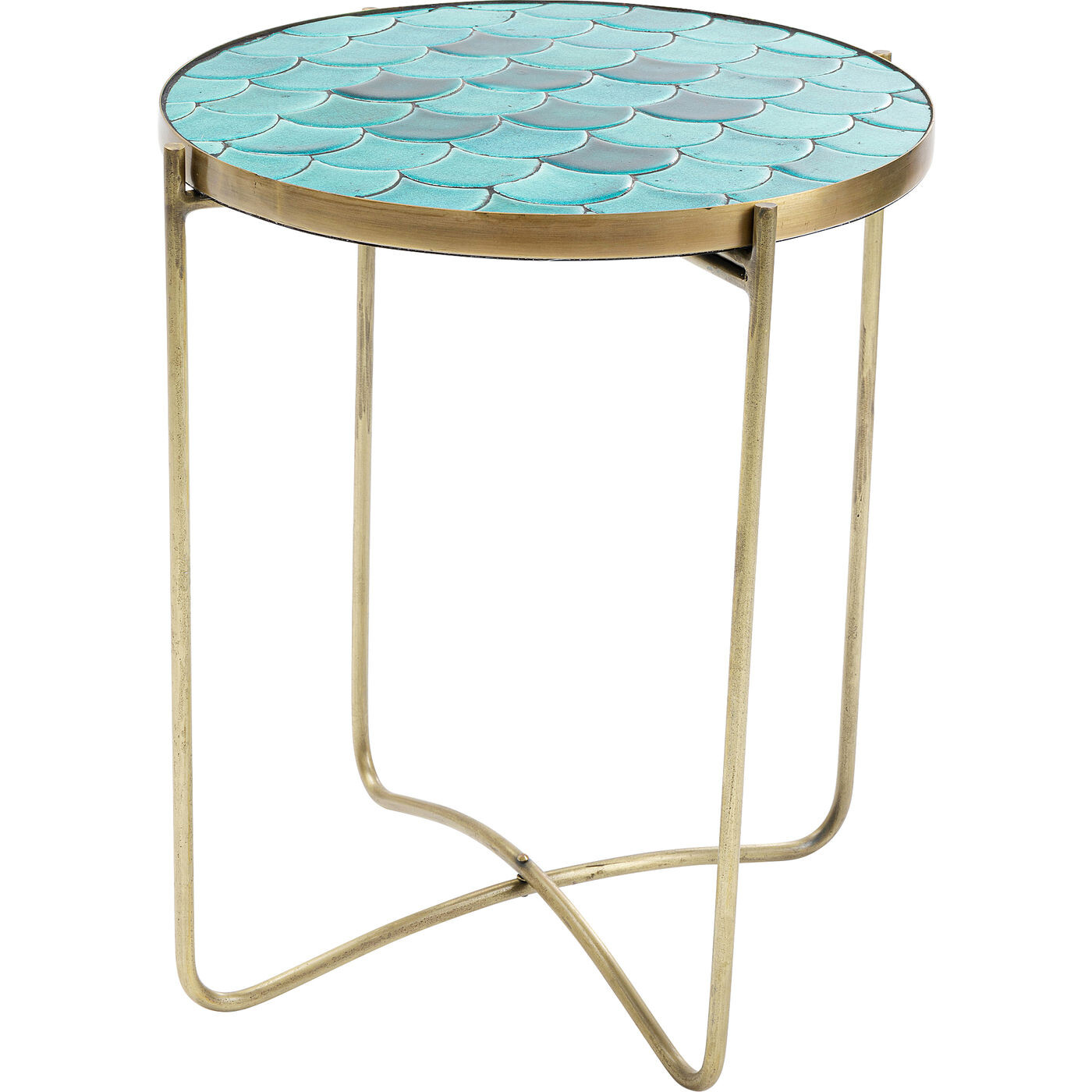 Приставной столик с керамической столешницей голубой Squama 85182
