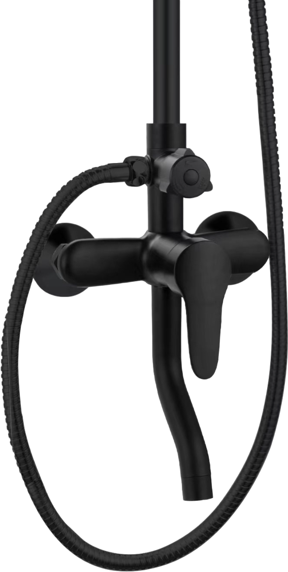 Душевой комплект с тропическим душем и смесителем для ванны и душа черный Diwo "Смоленск" SM-08b - изображение 4