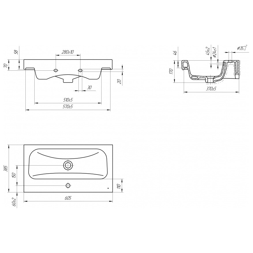 Умывальник мебельный белый Cersanit Moduo Slim 60 UM-MOD60SL-1 - изображение 4