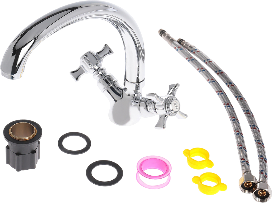 Смеситель для кухни двухвентильный хром Domaci "Равенна" D1700200 - изображение 6