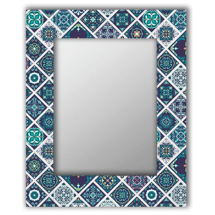 Зеркало настенное квадратное 60х60 см голубое &quot;Португальская плитка&quot;