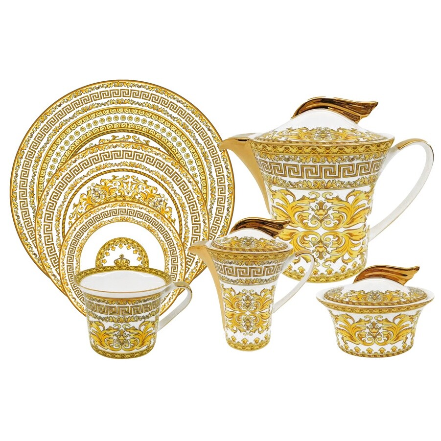 Чайный сервиз фарфоровый на 12 персон 40 предметов белый, золото &quot;Тиара&quot;