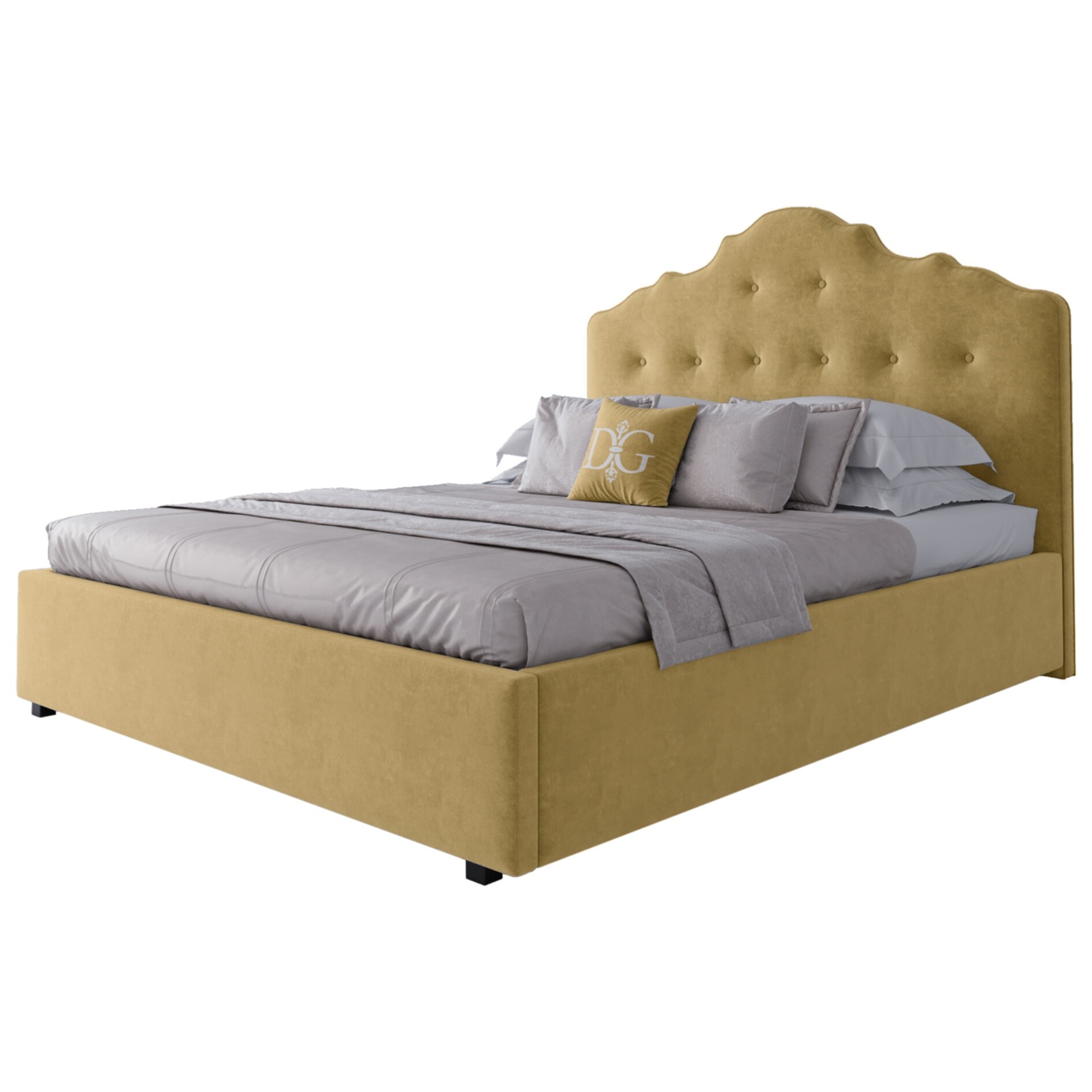 Кровать двуспальная 160х200 см желтая Palace