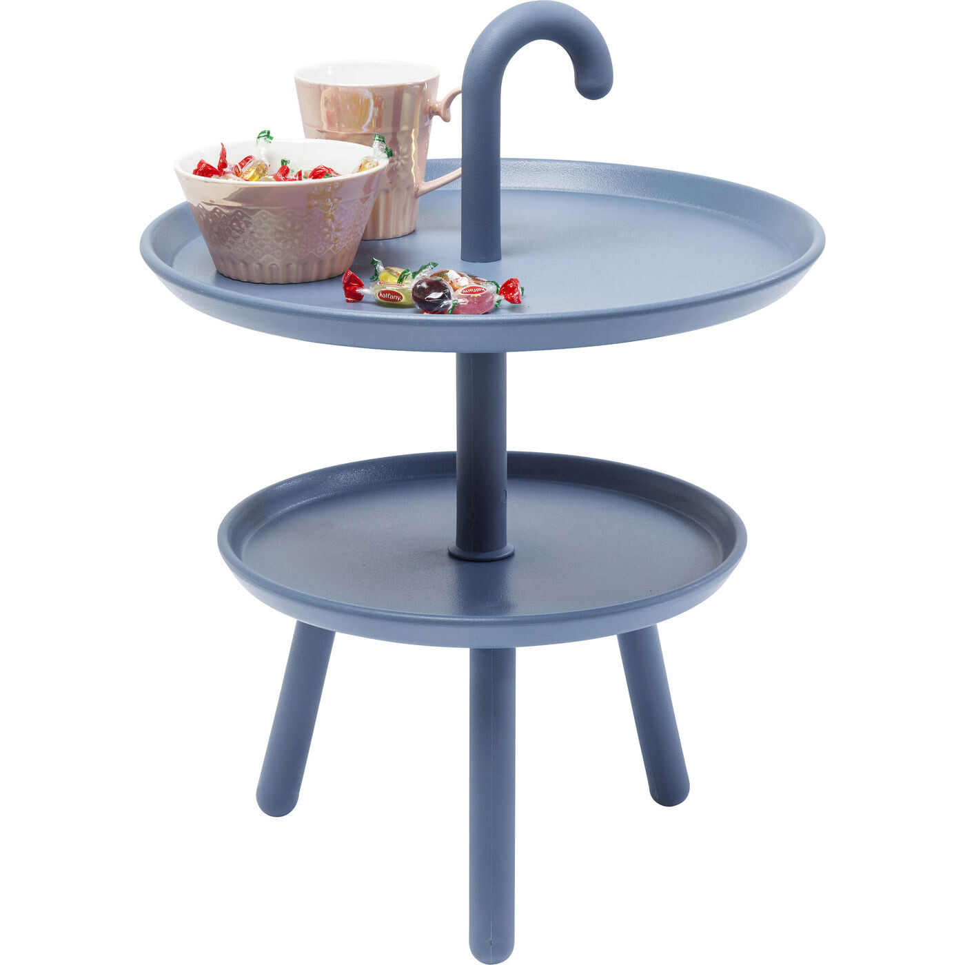 Приставной столик круглый голубой с полкой и ручкой Jacky 82083