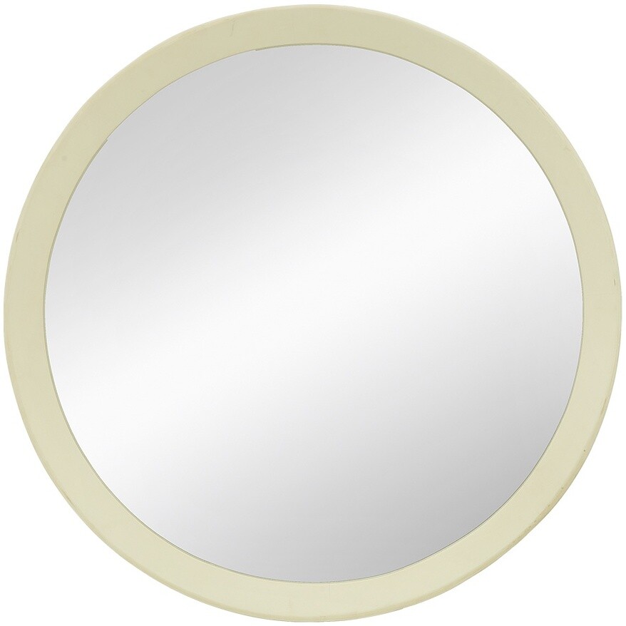 Зеркало настенное круглое в деревянной раме бежевое