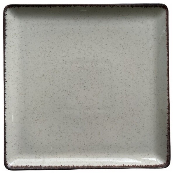 Тарелка фарфоровая квадратная 25х25 см бежевая Pearl
