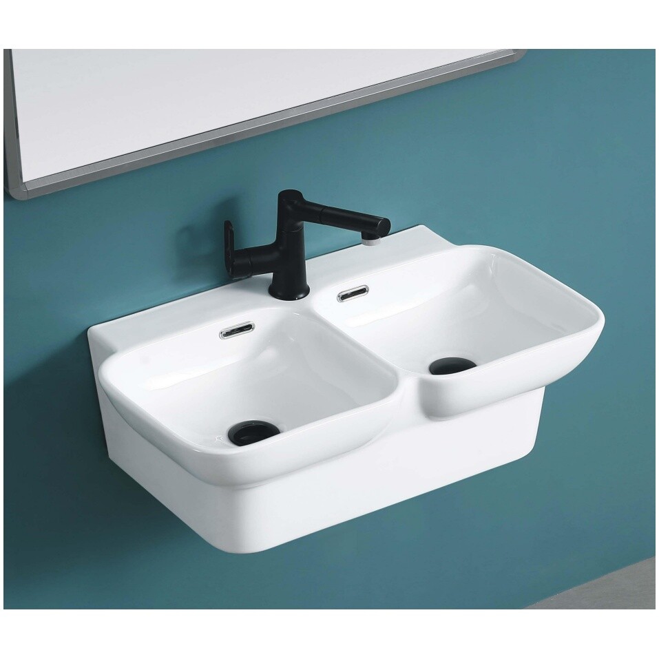 Раковина двойная фарфоровая прямоугольная 39х65 см белая Cerutti SPA Double Nemi CT9702 - изображение 4