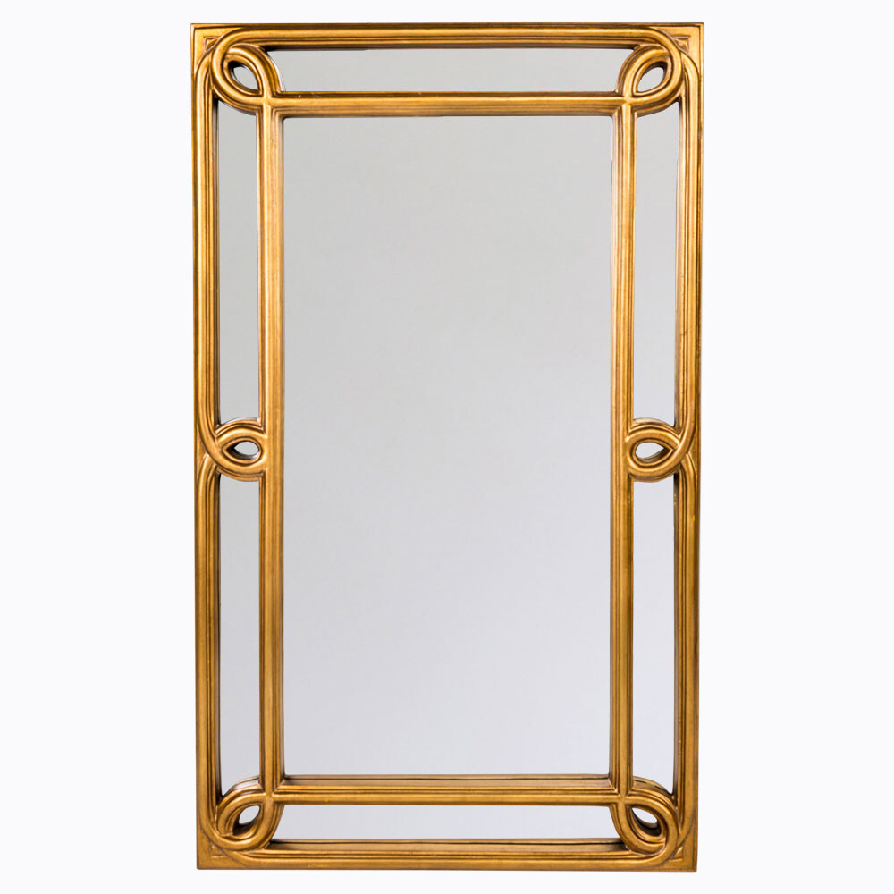 Зеркало золотое большое прямоугольное в двойной раме с декором &quot;Моро&quot;