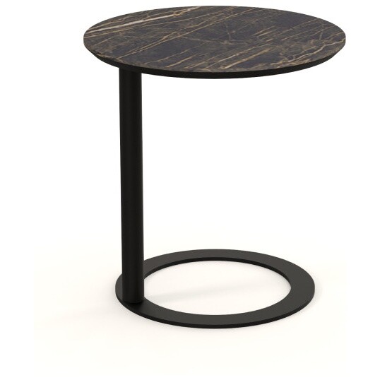 Столик кофейный металлический с керамической столешницей 51 см черный Vissor