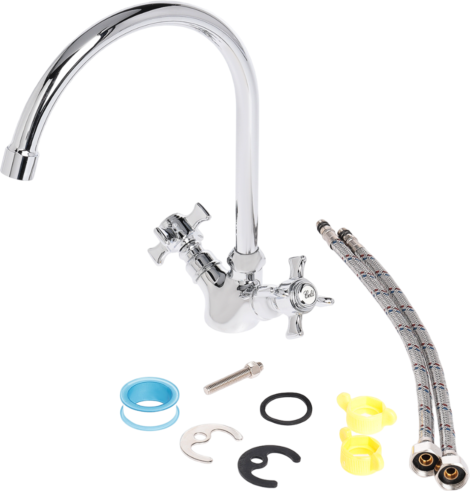 Смеситель для кухни двухвентильный хром Domaci "Равенна" D1700000 - изображение 9