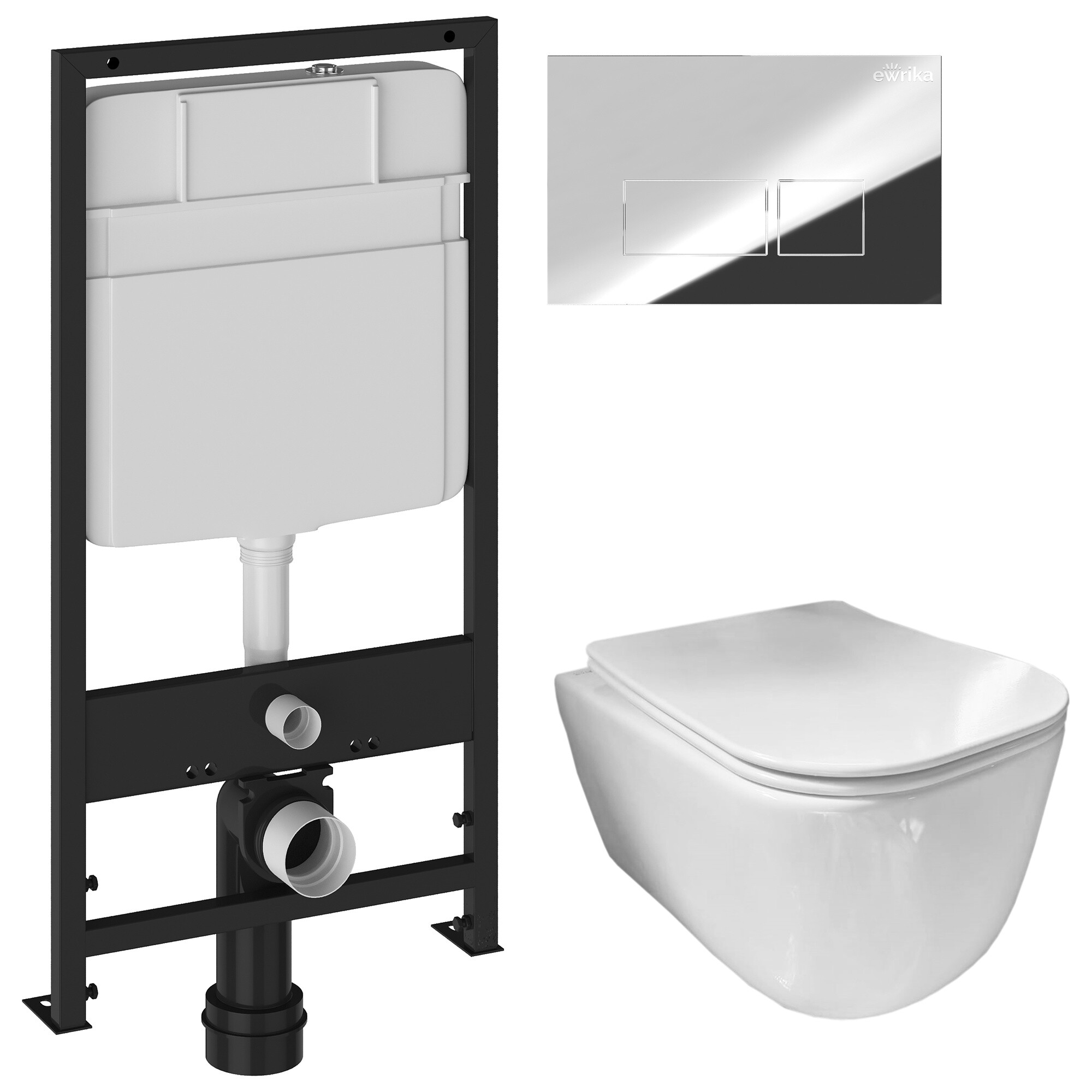 Унитаз Ceramicanova New Day CN3005 с инсталляцией Ewrika ProLT 0026-2020, с кнопкой хром 0041