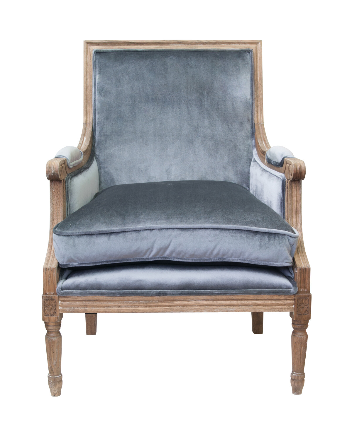 Кресло с деревянными подлокотниками серый бархат Coolman