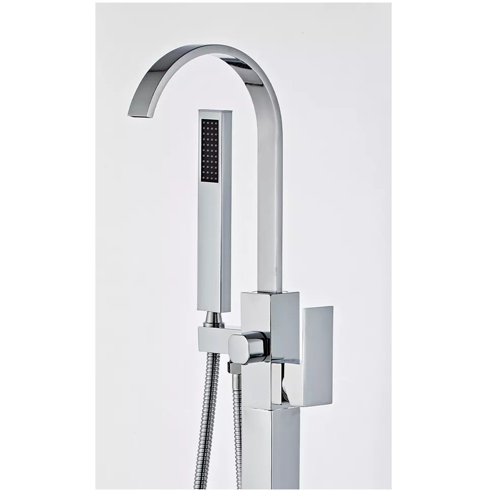 Смеситель для ванны напольный однорычажный с душевым гарнитуром хром Boch Mann Resia BM7775 - изображение 5