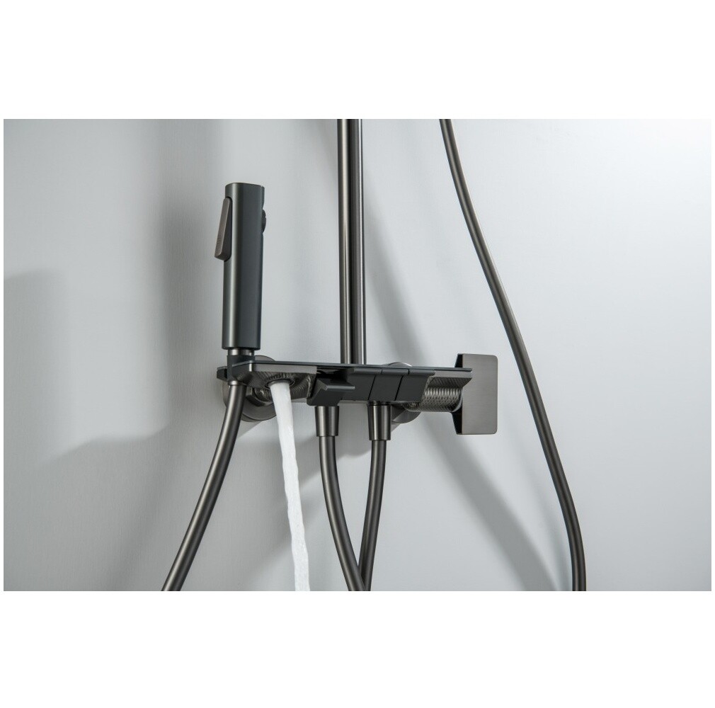 Душевая стойка с верхним душем черный хром Aquatek "Поларис" AQ3040BGM - изображение 13