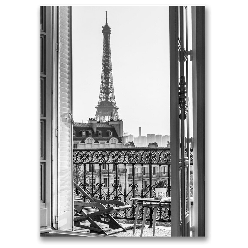 Картина на холсте 80Х120 см монохром &quot;Парижский балкон&quot;