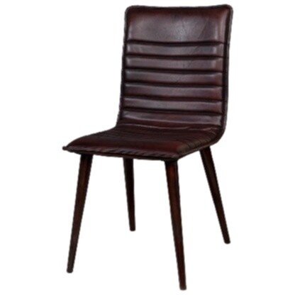 Кожаный стул на деревянных ножках gun metal коричневый &quot;Сабина Ретро&quot;