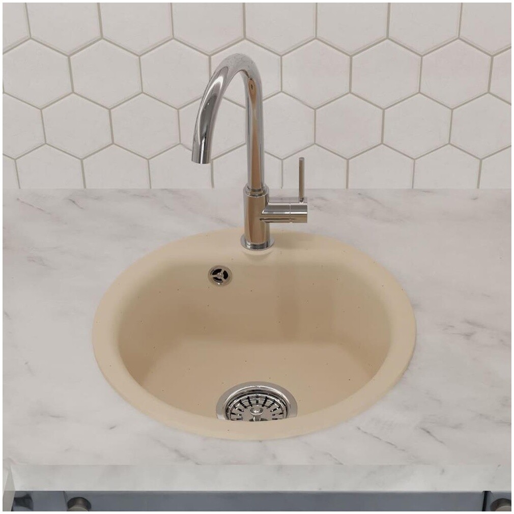 Мойка кухонная круглая 43 см бежевая Reflexion Start RX0844BE - изображение 4