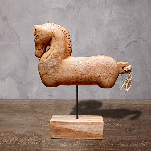Статуэтка декоративная деревянная на подставке коричневая &quot;Лошадь&quot; от Roomers Furniture