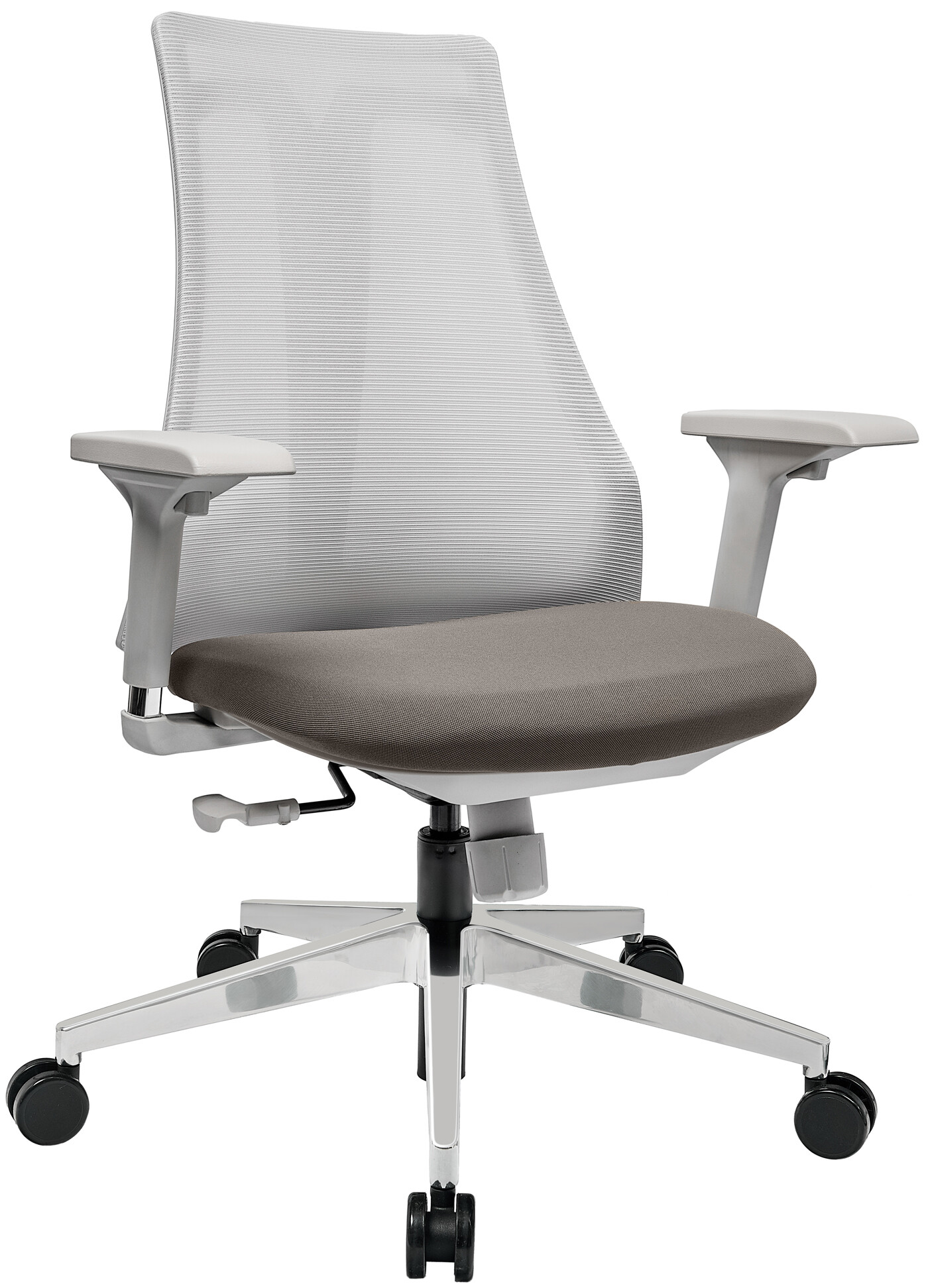 Кресло офисное с пластиковыми подлокотниками светло-серое Air-Chair