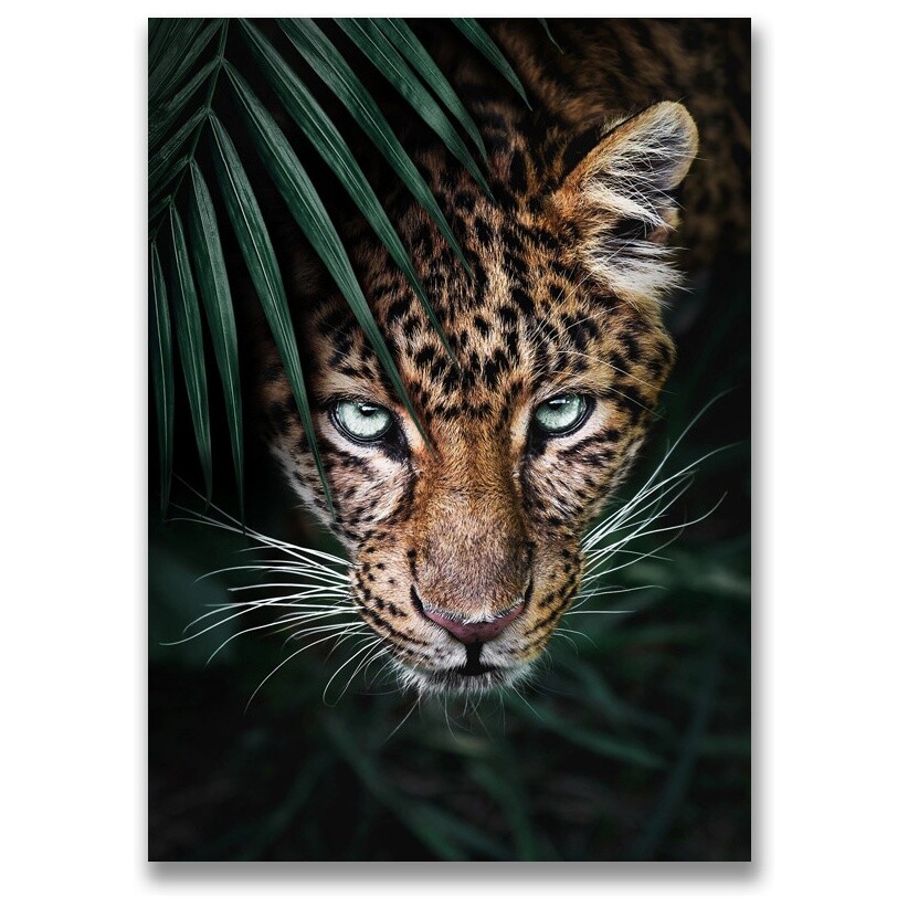 Картина на холсте 50Х70 см зеленая &quot;Леопард №4&quot;