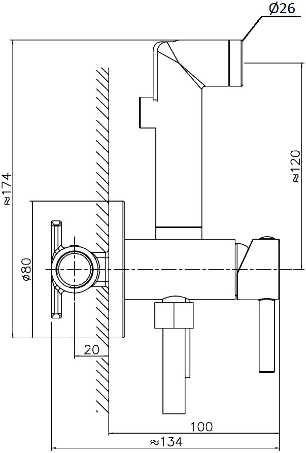 Гигиенический душ со смесителем и держателем металлический черный Stworki "Эстерсунд" E ES-05b - изображение 6