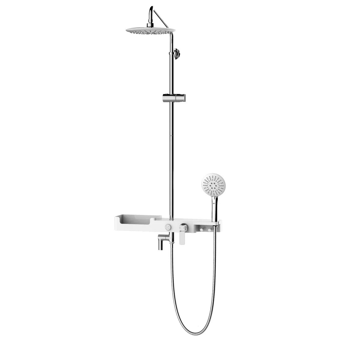 Душевая стойка с держателем и смесителем белая, хром Lemark Tropic LM7007C