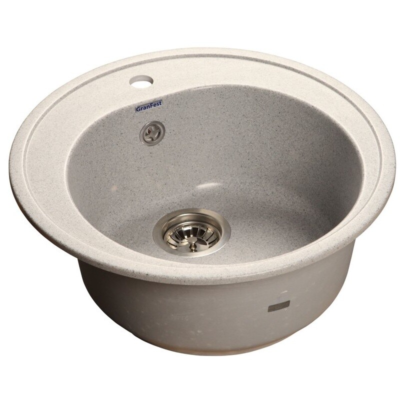 Мойка кухонная мраморная круглая серая Granfest Rondo R-510 серый